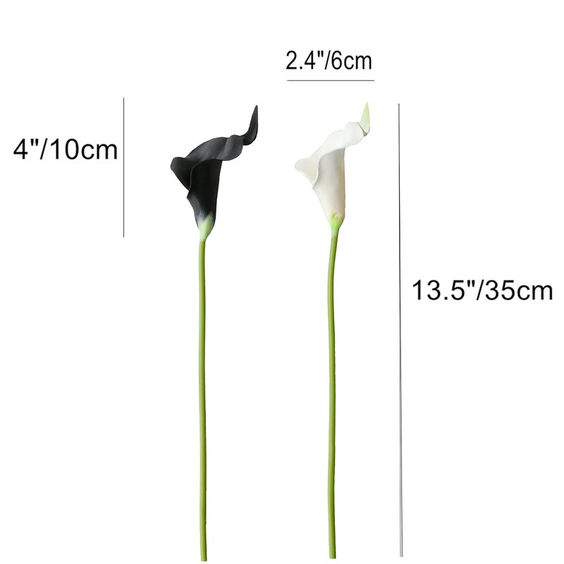 Mandy's PU Black and White Calla Lily Artificial Flowers 20 Stems 13.5in Faux Realistic Centerpiece for Valentine's Day and New Year Decorations DIY Bridal Bouquet Home DÃ©cor - Image 2